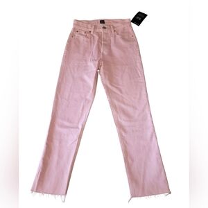 Gap High Rise Cheeky Straight Pink Jeans Raw Hem Denim Size 0/25